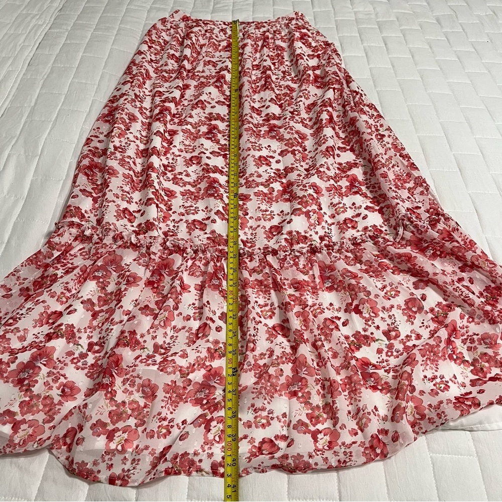 Lulus Sweetly Blooming Ivory Floral Print Tiered Maxi Skirt Size S - Picture 7 of 11
